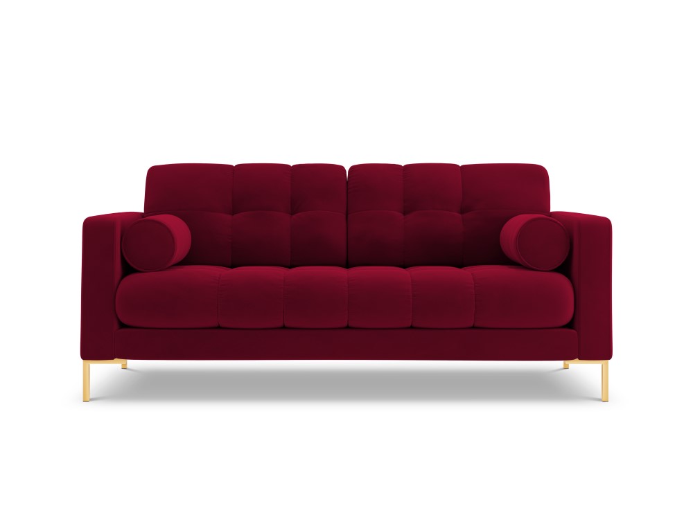 Sofa (bali) kosmopolitiško dizaino raudona, aukso spalvos metalas, aksomas