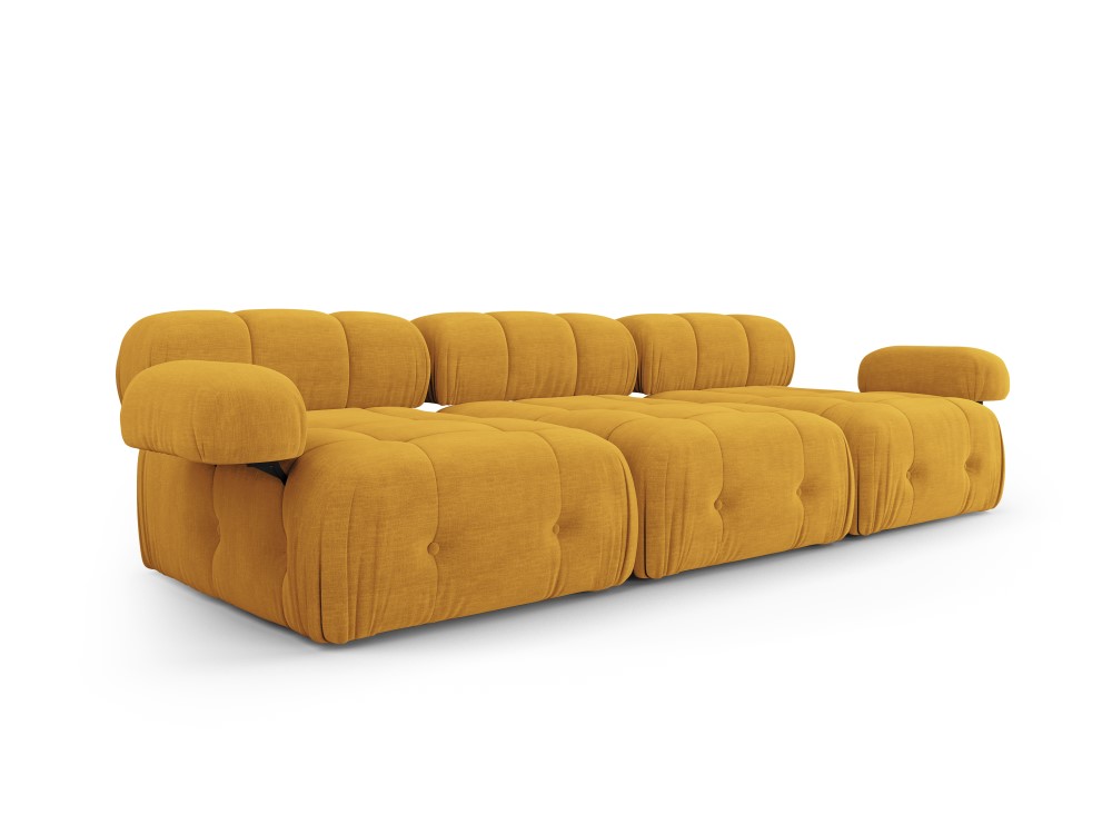 Moduļu dīvāns &#39;ferento&#39; sinepes, strukturēts audums