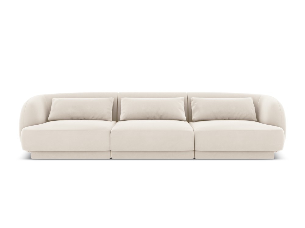 Aksominė sofa &#39;tulum&#39; šviesiai smėlio spalvos, aksominė