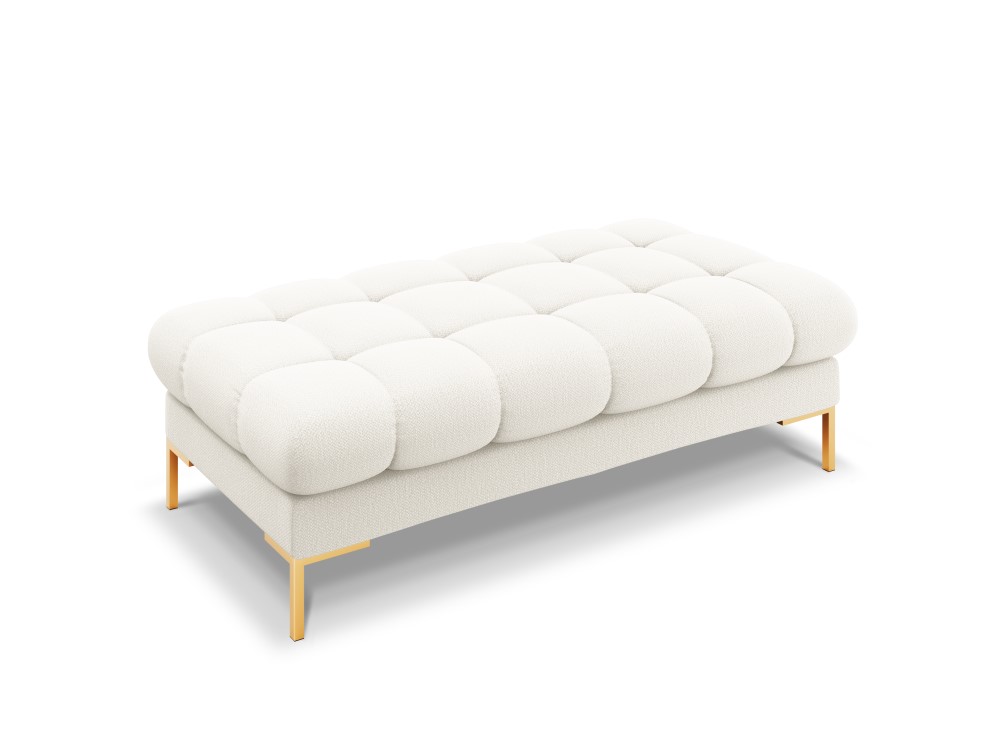 Velvet bench (bali) cosmopolitan design light beige, gold metal, structured fabric