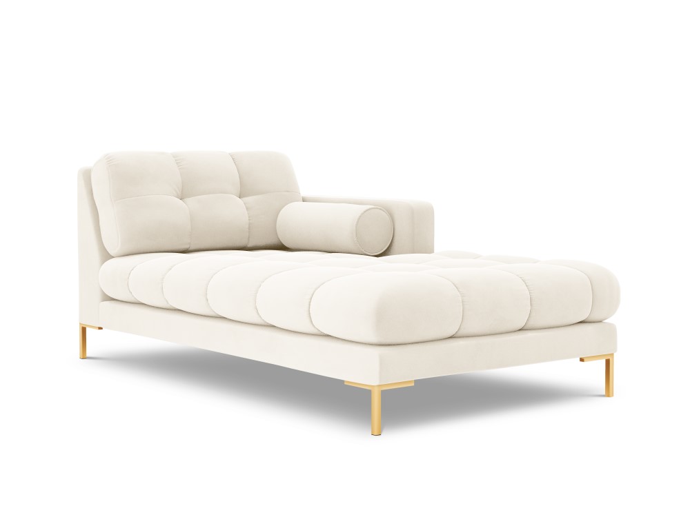 Sofa-lova (bali) kosmopolitiško dizaino šviesiai smėlio spalvos, aksominis, auksinis metalas, geriau
