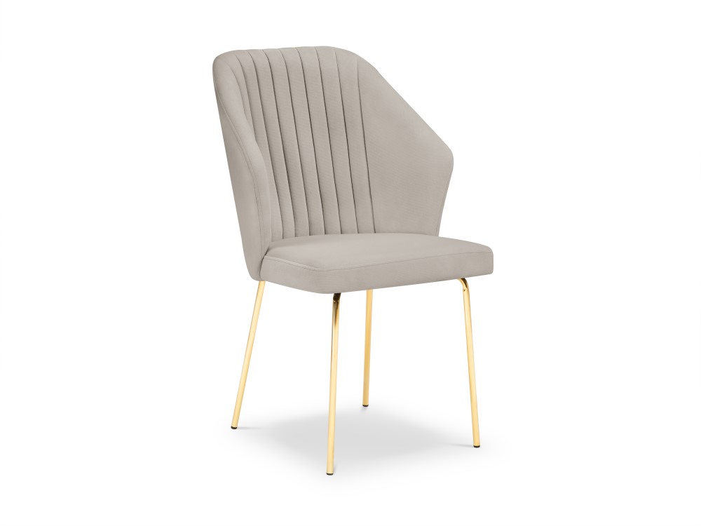 Aksominė kėdė (borneo) kosmopolitiško dizaino smėlio, aksomo, aukso metalo