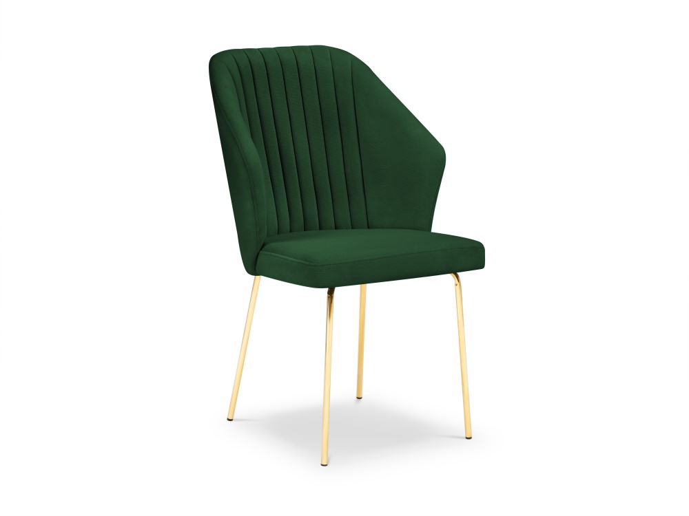 Velvet chair (borneo) cosmopolitan design bottle green, velvet, gold metal