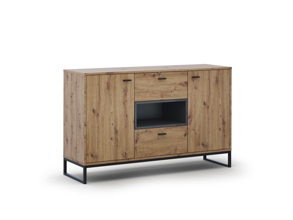 Dresser (was) cosmopolitan design oak, mdf, black metal