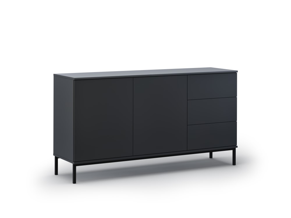 Dresser (kysely) kosmopoliittinen design musta, mdf, black metal