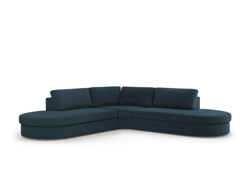 Kampinė sofa (milano) tamsiai mėlyna, aksominė