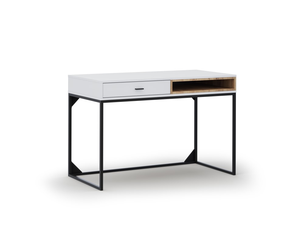Pöytä (oli) kosmopoliittinen design valkoinen, musta metalli, mdf