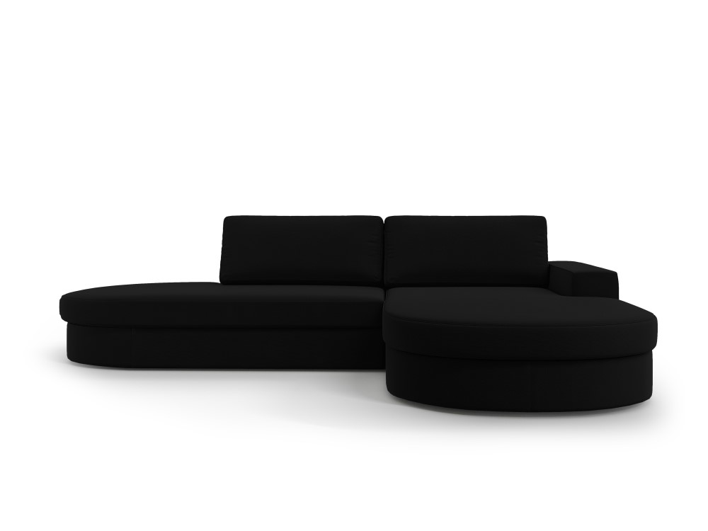 Stūra dīvāns (milano) melns, samts, melna plastmasa, labāk