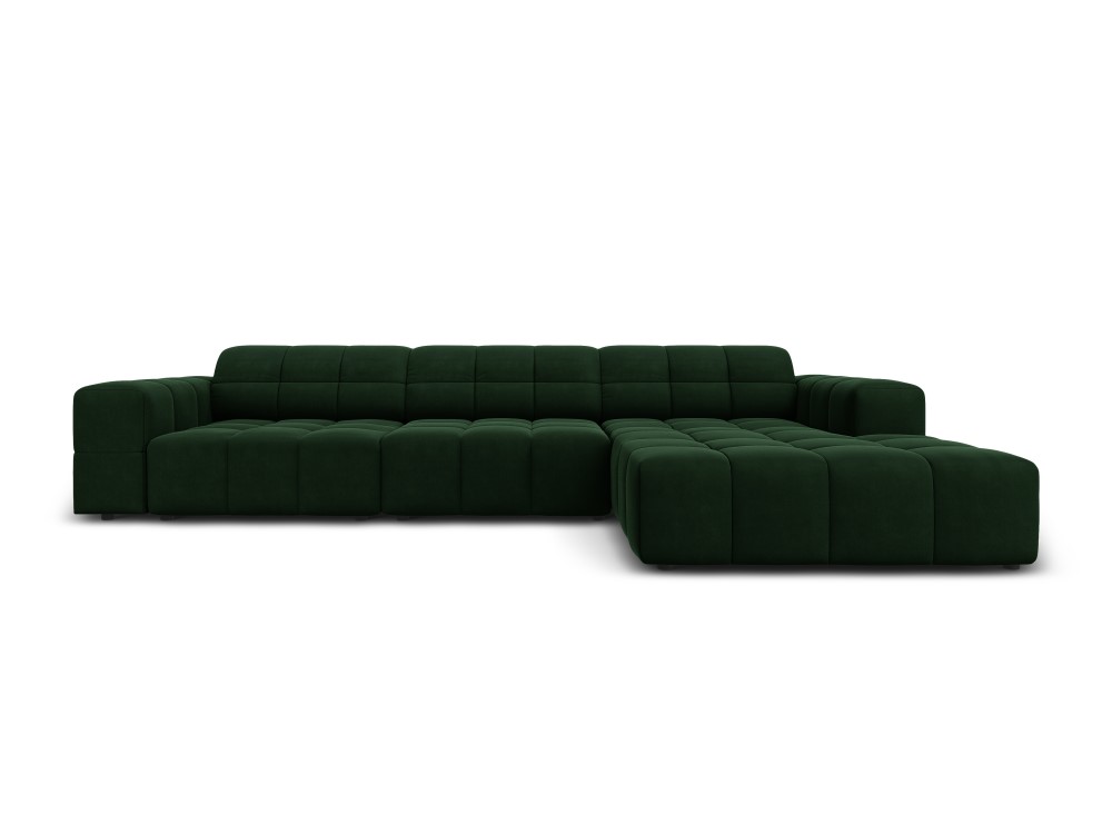 Aksominė kampinė sofa &#39;chicago&#39; buteliukas žalia, aksominė, geriau