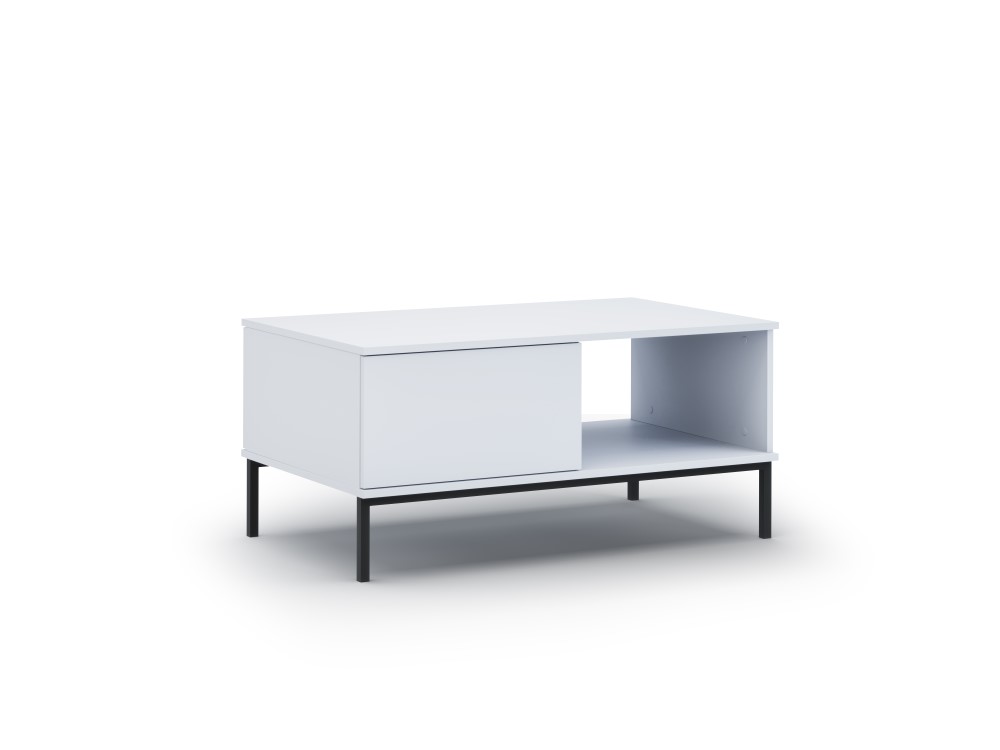 Sohvapöytä (kysely) kosmopoliittinen design valkoinen, mdf, musta metalli